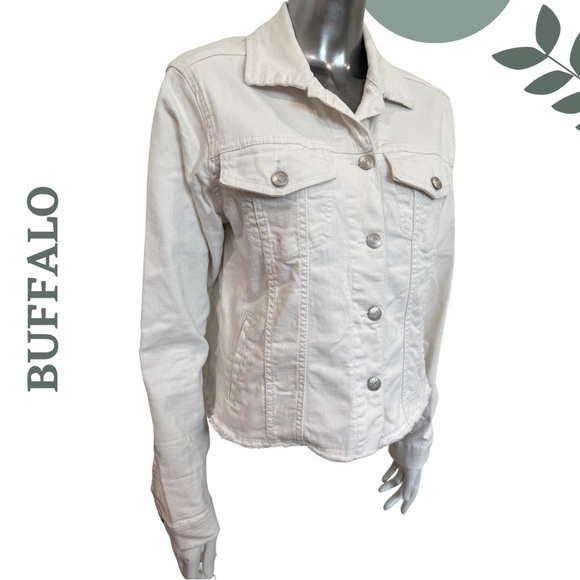 Buffalo David Bitton White Jean Jacket Classic Casual - Size Medium - Picture 4 of 8